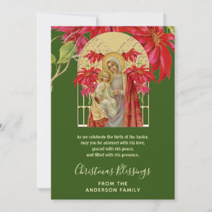 Christliche Jungfrau Mary Jesus Poinsettia Feiertagskarte