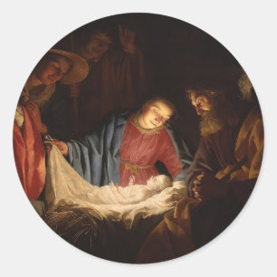 Christliche Jungfrau Mary St. Joseph Jesus Geburt Runder Aufkleber