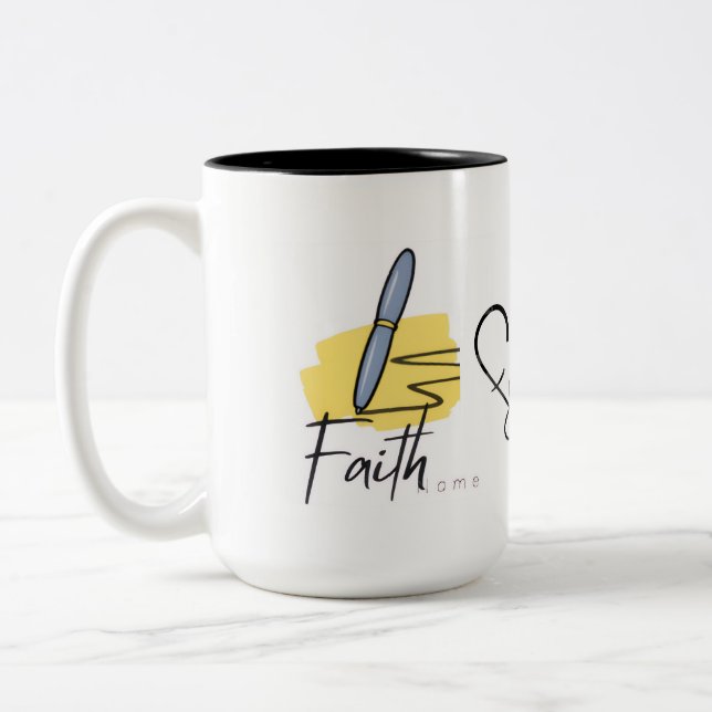 Christliche Kaffeetasse mit dem Wort Glaube 15oz (Links)