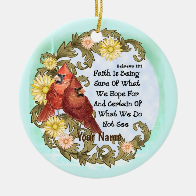 Christliche Kardinal Faith Keramik Ornament (Vorne)