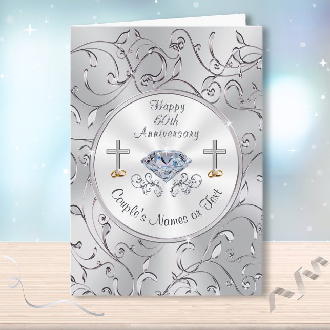 Christliche Karten zum 60. Hochzeitstag (Christian, Diamond Wedding Anniversary Card. 60th anniversary cards for grandparents and parents.)