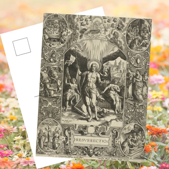 Christliche katholische Auferstehung Jesus Ostern Feiertagspostkarte (Vintage Black & White Religious Christian Catholic Resurrection Jesus Christ Easter Holiday Postcard)