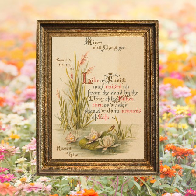 Christliche katholische Bibelkirche ist Ostern Poster (Religious Christian Catholic Bible Verse Resurrection Jesus Christ is Risen Floral Easter Poster)