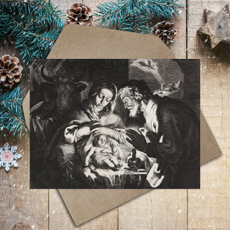 Christliche katholische Weihnachtskrippe Szene Man Feiertagspostkarte
