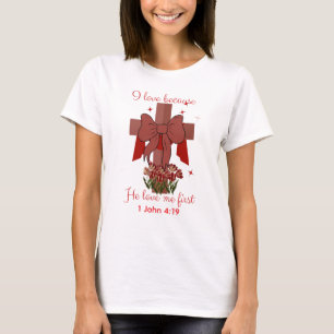 Christliche Kokette Kreuz Bibelvers Valentinstag  T-Shirt