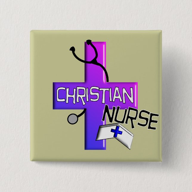Christliche Krankenschwester-Geschenke Button (Vorderseite)