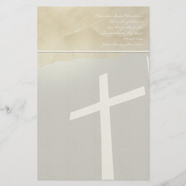 Christliche Kreuzgehärte auf Grau Briefpapier (Vorderseite)