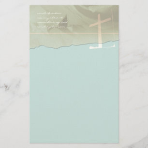 Christliche Kreuzstandort Rose auf Aqua Blue Briefpapier