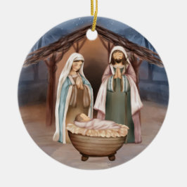 Christliche Krippe und Schrift Keramik Ornament