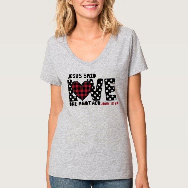 Christliche Liebe einander Johannes 13:34 Jesus T-Shirt (Vorderseite)