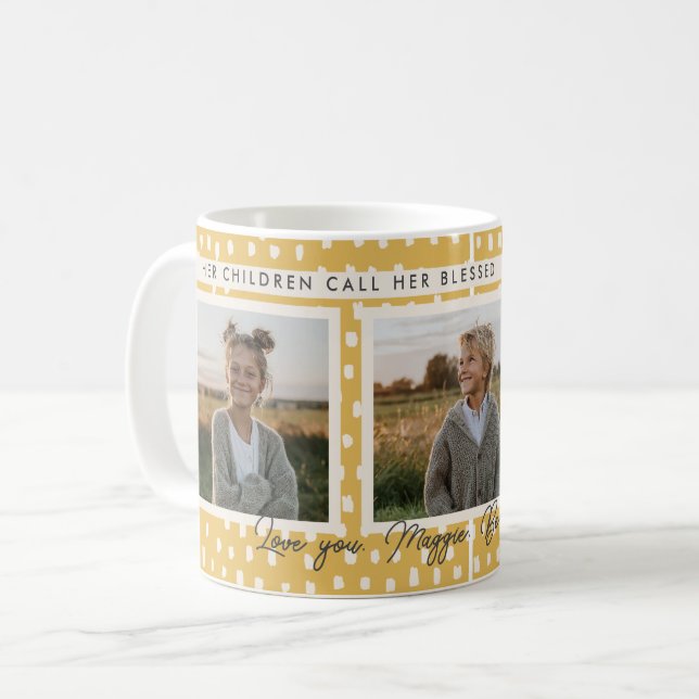 Christliche Mama Foto Keepake Verse Gelb Kaffeetasse (Vorderseite Links)