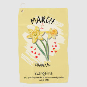 Christliche MARCH Geburtsmonatsblume Narzisse Golfhandtuch
