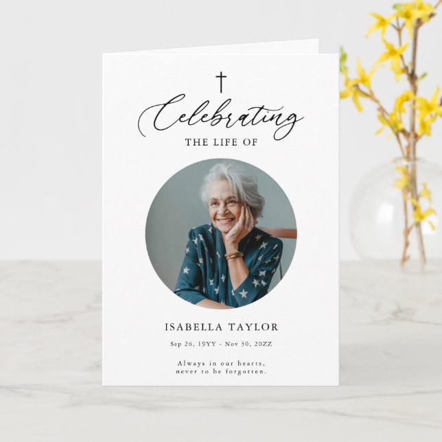 Christliche Memorial Foto Obituary Service Program Karte (Gelbe Blume)