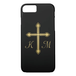 Christliche Mit Monogramm Goldkreuze Schwarz Case-Mate iPhone Hülle