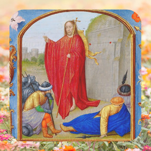 Christliche mittelalterliche Auferstehung Jesu Ost Quadratischer Aufkleber