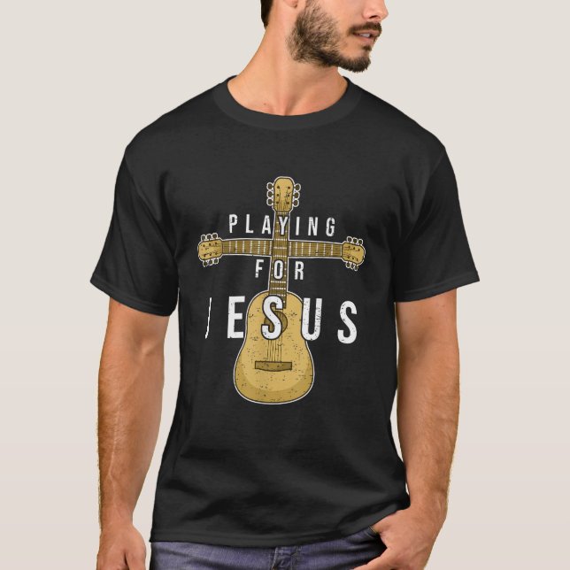Christliche Musikgitarrist Jesus Gitarrist Cruc T-Shirt (Vorderseite)
