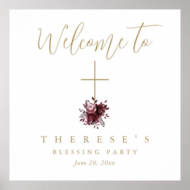 Christliche Mutter mit Blumenkreuz und Baby-Segen Poster (Vorne)