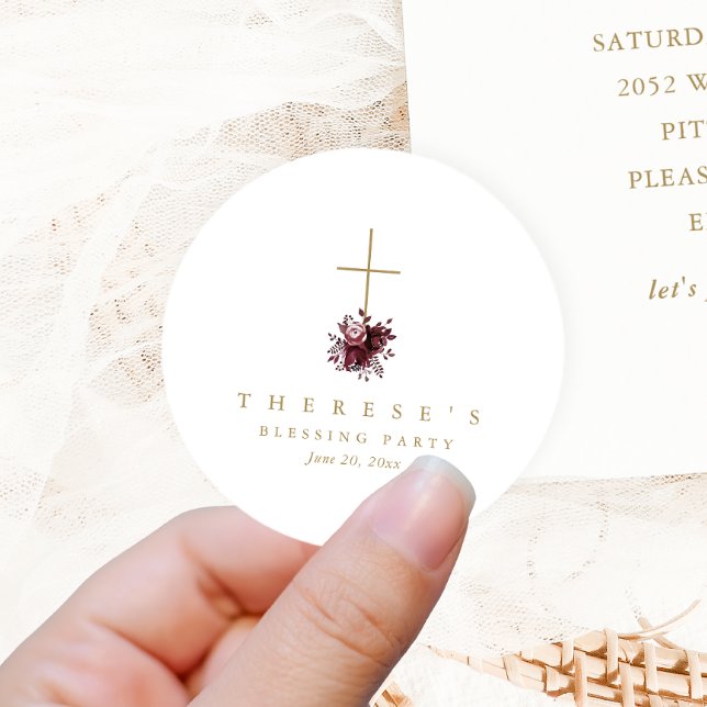 Christliche Mutter mit Blumenkreuz und Baby-Segen Runder Aufkleber (Von Creator hochgeladen)