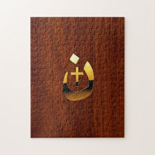 Christliche Nazarener Kreuz Symbole in Gold Puzzle