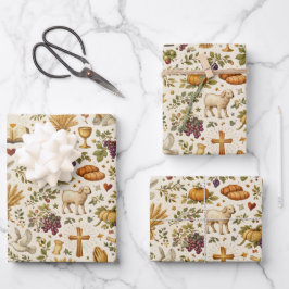 Christliche orange Kürbisse Ernte Thanksgiving Geschenkpapier Set