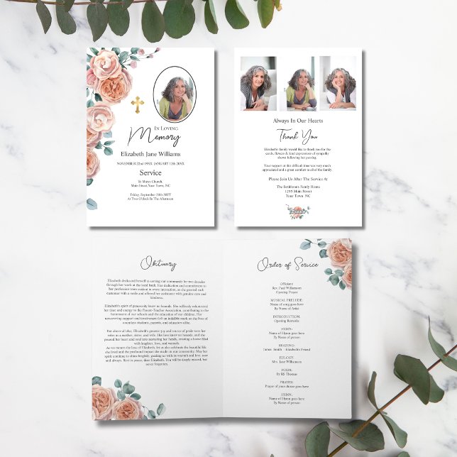 Christliche Peach Rose Beerdigungsauftrag Karte (Von Creator hochgeladen)