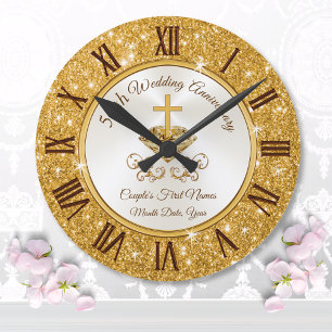 Christliche Personalisierte Geschenke zum Goldenen Große Wanduhr