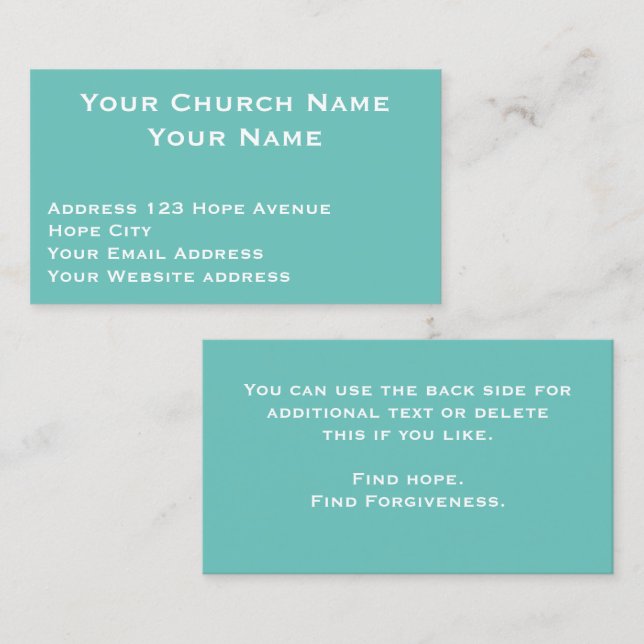 Christliche Pfarrkirche Aqua Green Visitenkarte (Vorne/Hinten)