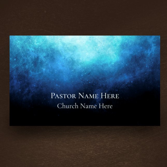 Christliche Pfarrkirche im benutzerdefinierten Tex Visitenkarte (Personalize this modern cool business card. Blue nebula on black custom business card.)