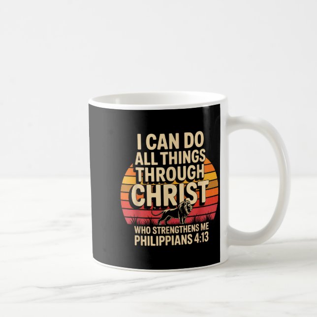Christliche Philipper 4_13 Religiöser Löwe Stärke Kaffeetasse (Rechts)