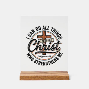 Christliche Philipper 4_13 Vintage-Zitat-Shirt Des Acrylschild