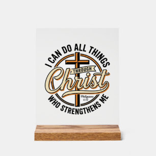 Christliche Philipper 4_13 Vintage-Zitat-Shirt Des Acrylschild