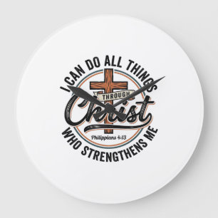 Christliche Philipper 4_13 Vintage-Zitat-Shirt Des Große Wanduhr