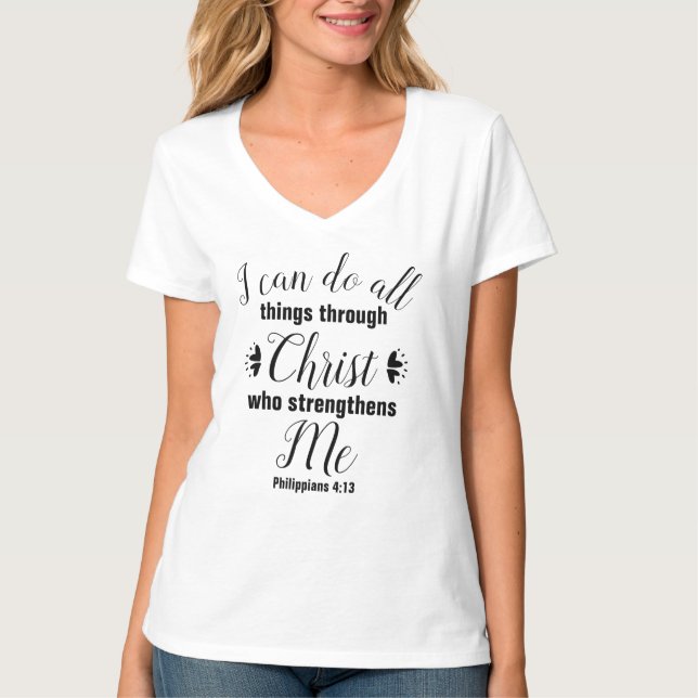 Christliche Philippinen 4:13 Bibelverse T-Shirt (Vorderseite)