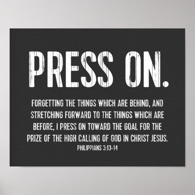 Christliche Plakatbibel, Philippinen 3:13-14 Poster (Vorne)