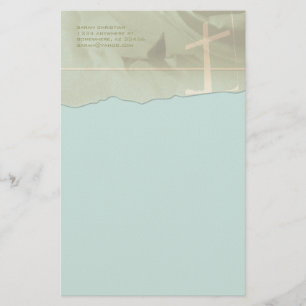 Christliche Querschieberkante auf Aqua Blue Briefpapier
