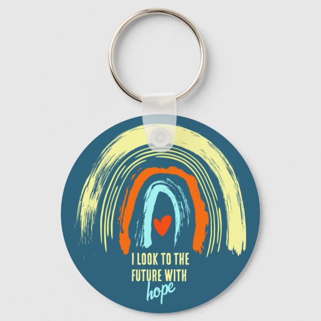 CHRISTLICHE QUOTE RETRO BOHO RAINBOW RUNDE SCHLÜSSELANHÄNGER (Vorderseite)