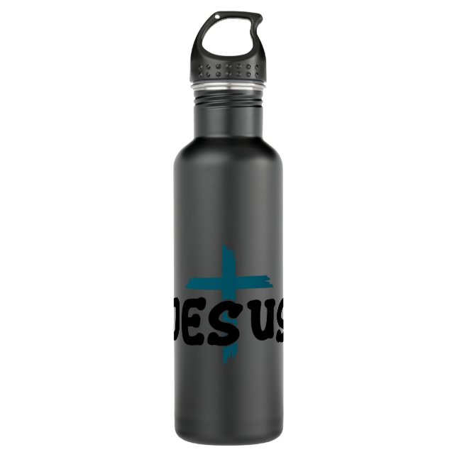 Christliche Redewendungen Jesus kreuzt Brust 1 Edelstahlflasche (Vorderseite)
