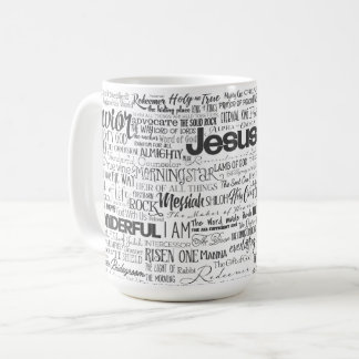 Christliche religiöse Namen Gottes Schwarz-weiß Kaffeetasse