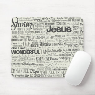 Christliche religiöse Namen Gottes Texttypografie Mousepad