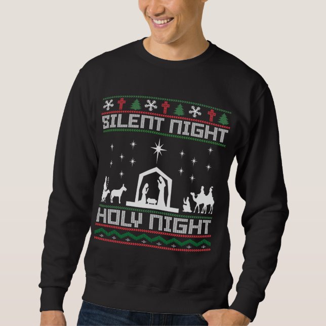 Christliche Religiöse Weihnachtskrone Sweatshirt (Vorderseite)