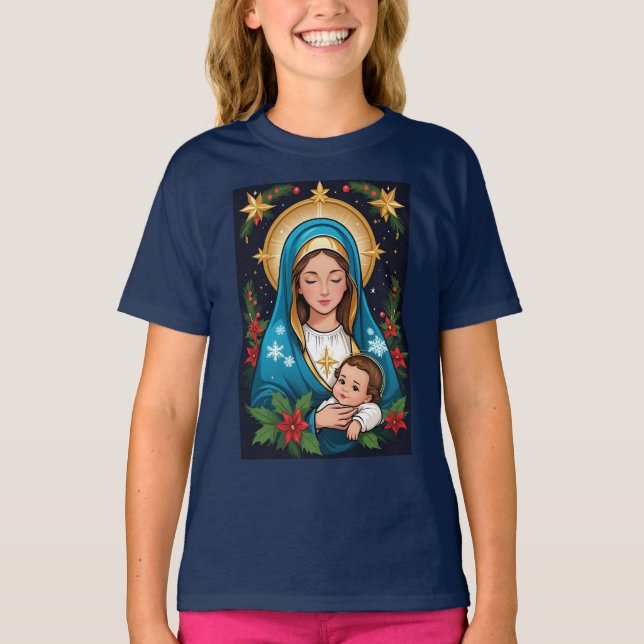 Christliche römisch-katholische Jungfrau Mary Weih T-Shirt (Vorderseite)