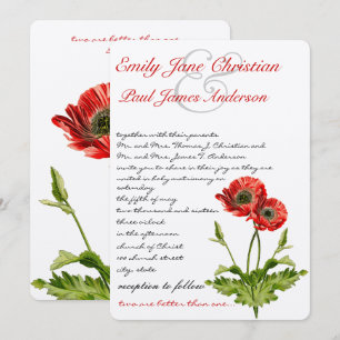 Christliche rote Mohn-Blumen-Hochzeitseinladungen Einladung