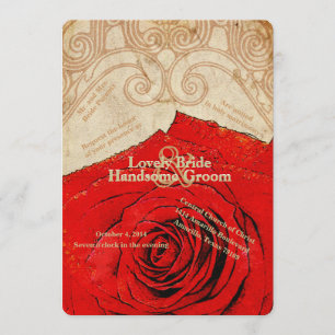 Christliche rote Rosen Vintage-Hochzeitseinladung Einladung