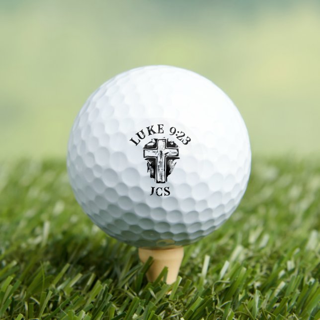 Christliche rustikale Mit Monogramm Verse Schwarz Golfball (Insitu T-Shirt)