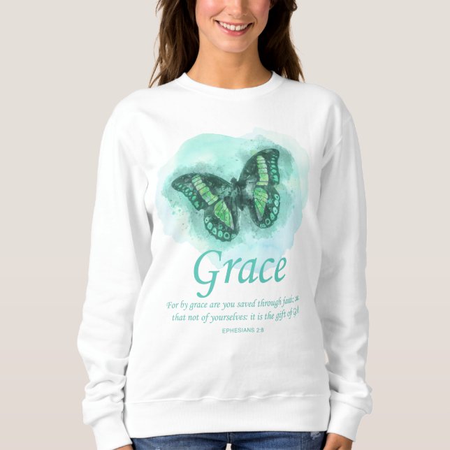 Christliche Schmetterlingsbibel für Frauen: Grab Sweatshirt (Vorderseite)