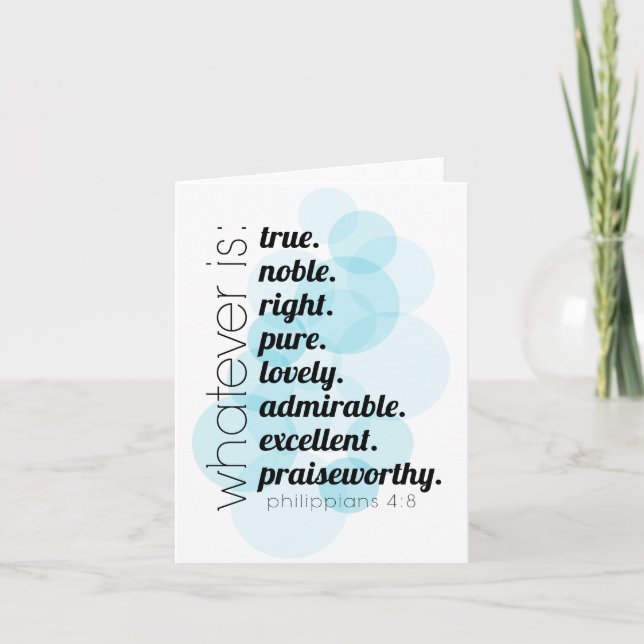 Christliche Schreibwaren Philippinen 4:8, was auch Karte (Vorderseite)