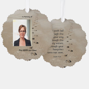 Christliche Schrift Andenken Fußspuren im Sand Ornament Karte