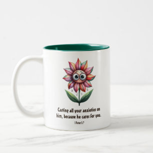 Christliche Schrift Angst Niedliche Blume Zweifarbige Tasse