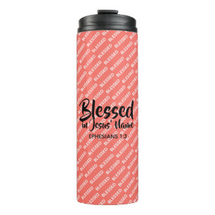 CHRISTLICHE Schrift BLESSED Coral Thermosbecher