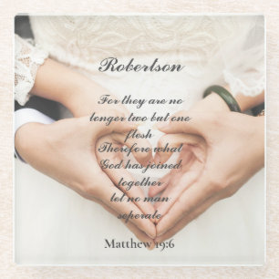 Christliche Schrift Hochzeitsfoto  Glasuntersetzer